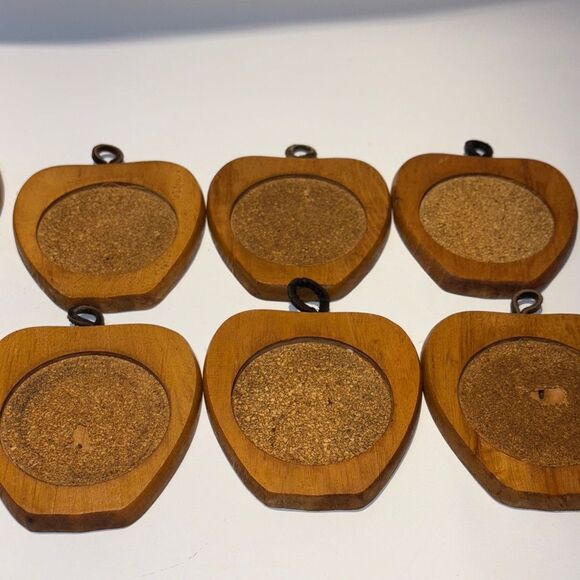 Vintage Wooden Coaster Set with Holder - Picture 6 of 9